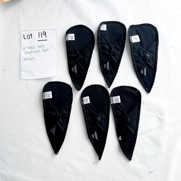 Lot 119 - Défaut - 6 tanga long absorbant noir - Marie fil
