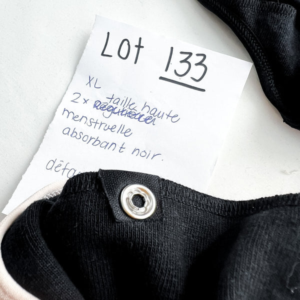 Lot 133 - Défaut - 2 Culotte menstruelle Taille haute XL absorbant noir - Marie fil