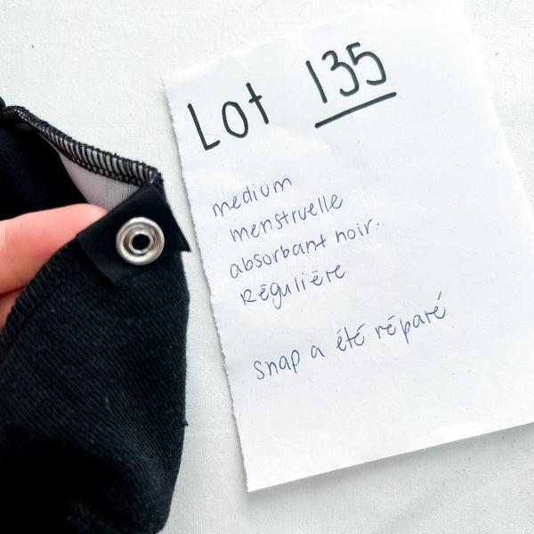 Lot 135 - Défaut - 1 Culotte menstruelle Régulière M absorbant noir - Marie fil