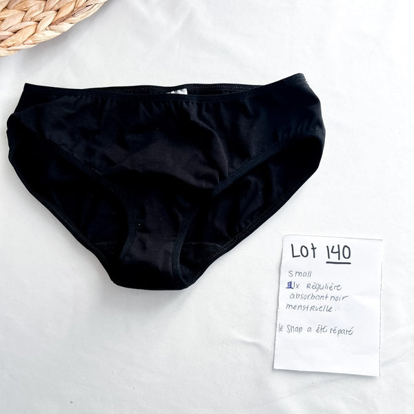 Lot 140 - Défaut - 1 Culotte menstruelle Régulière S absorbant noir - Marie fil