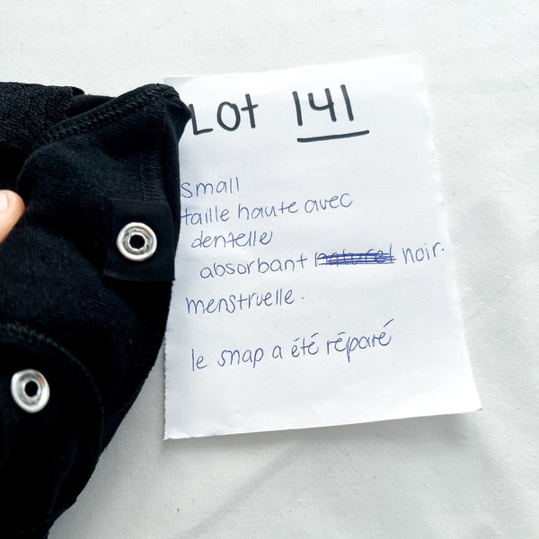 Lot 141 - Défaut - 1 Culotte menstruelle Dentelle S absorbant noir - Marie fil