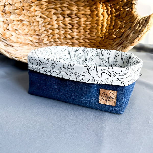 Panier en jeans recyclé - animaux - Marie fil