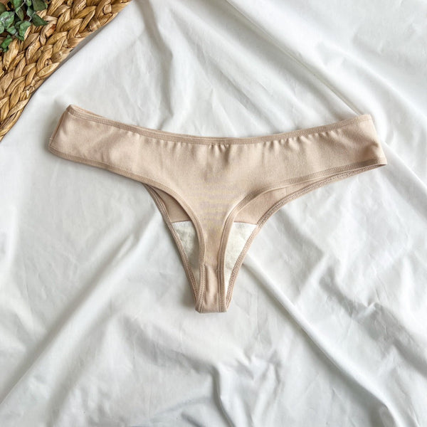 Tanga menstruel Almond Peach - Culotte menstruelle - Marie fil