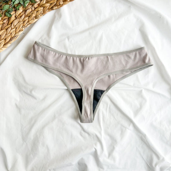 Tanga menstruel Gris high - rise - Culotte menstruelle - Marie fil