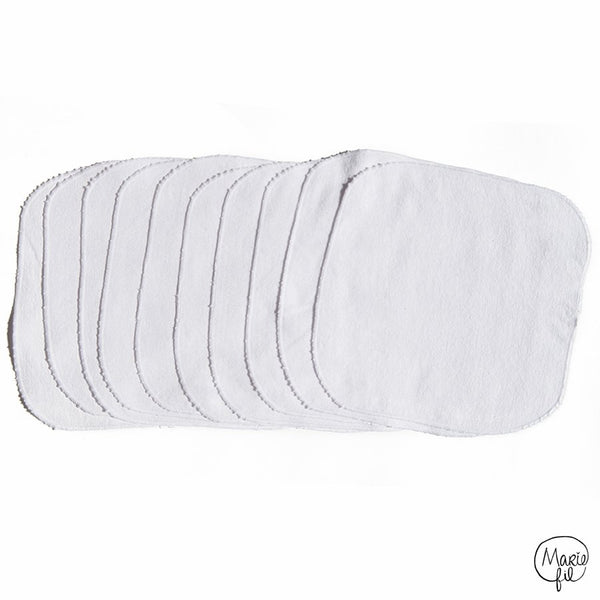 10 mouchoirs de flanelle blancs - Marie fil