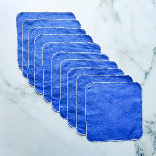 10 mouchoirs de flanelle bleus - Marie fil