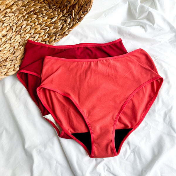 Culotte Menstruelle Taille Haute + Rouge - Marie fil