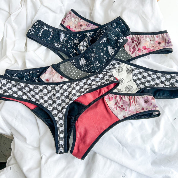 Sous-vêtement tanga unique fait de retailles de tissu - Marie fil - Boutique écoresponsable | Culotte menstruelle & Zéro déchet